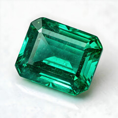 Brilliant Green Emerald Gemstone Isolated on Clean White Background