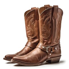 Pair of Brown Leather Cowboy Boots
