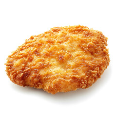 A golden crispy breaded chicken cutlet with a perfectly seasoned coating, tender meat inside, and slightly curled edges