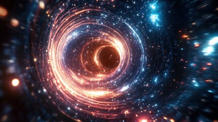 Fototapeta premium Travel through a wormhole through time and space filled with millions of stars and nebulae