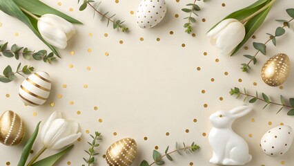 Easter party concept with copyspace in the middle