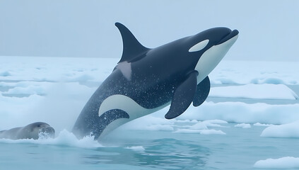 Fototapeta premium Predator-Prey Dance in Polar Waters
