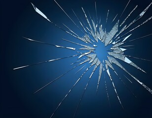 Obraz premium Shattered Glass on Blue Background