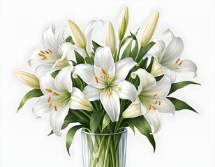 Fototapeta premium Elegant White Lilies in Glass Vase