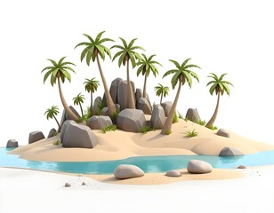 Obraz premium Cartoon Island Paradise