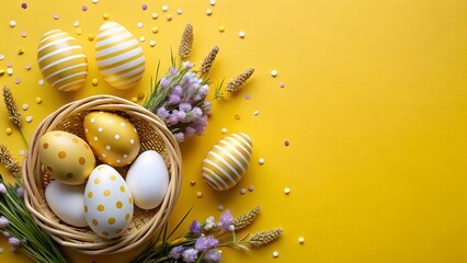 Easter party concept with copyspace in the middle