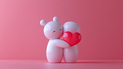 3D Hugging Icon, Love, Friendship, Care, International Hug Day, 3D Render for Affection, Support, and Celebrating Bonds with Loved Ones.