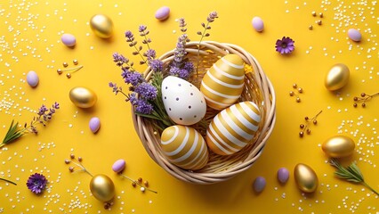 Easter party concept with copyspace in the middle