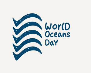 Obraz premium World Oceans Day Waves Graphic for Awareness and Conservation.