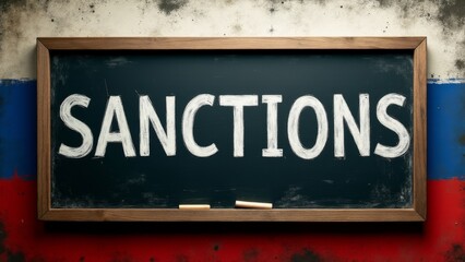 Obraz premium Sanctions Written On Blackboard With Chalk