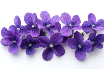 Obraz premium Violet Flowers on White Background Artistic Arrangement