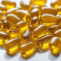 Close-up of Golden Fish Oil Capsules
