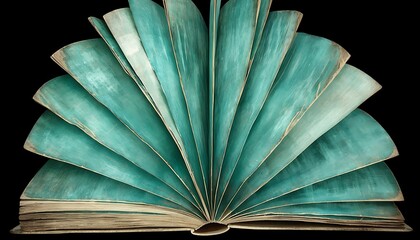 Teal Book Fan Open Black