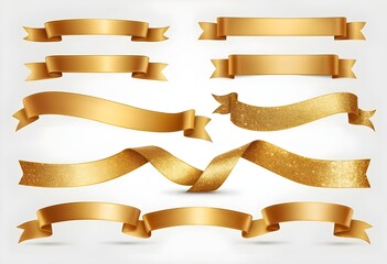 Obraz premium Gold Ribbon Banners Set
