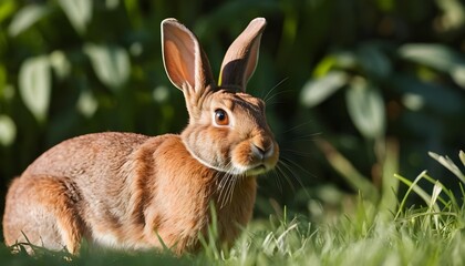Brown Rabbit in Green Grass