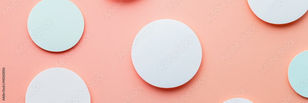 Leinwandbilder minimal white sticker shapes scattered on a soft pastel background create a clean and modern aesthet