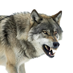 Obraz premium Scary wolf isolated on transparent background