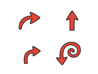 Colorful Curved Arrow Icons Set