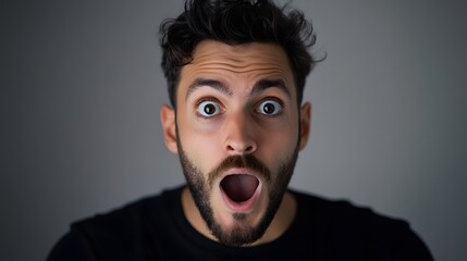 a man with an amazed expression, on a clear white background