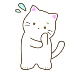 しろねこ／困る