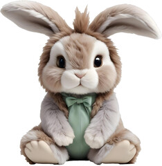 Cute fluffy Easter bunny isolated on transparent background. Perfect for springtime designs, Easter cards, children&rsquo;s projects, and seasonal decoration