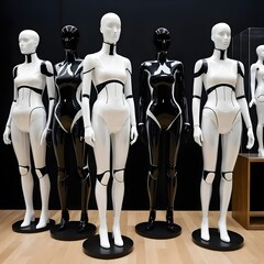 Obraz premium Futuristic Fashion Mannequins in Black and White