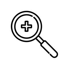 Fototapeta premium Magnifying glass with plus sign illustration in minimalistic style for search and detail examination