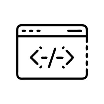 Code editor window illustration with angle brackets in minimalistic style for programming and development