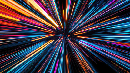 Dynamic abstract background showcasing vibrant lines in various colors, creating a sense of movement and energy in an imaginative space