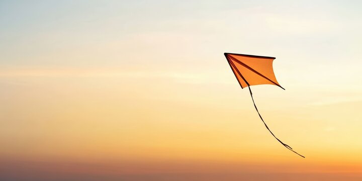 dragon kite design, dragon kite silhouette soaring against a sunset sky with minimalist style, leaving space for personalized festival wishes