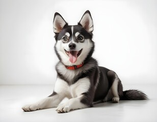 Happy Pomeranian Husky Mix Puppy Lying Down