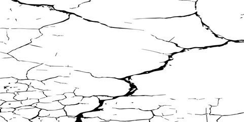 Vector Illustration of Cracked Ground Texture with Transparent Background – A Distressed Grunge Effect Featuring Natural Earth Line Patterns
