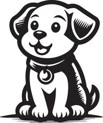 Fototapeta premium Black & White Puppy Dog Vector