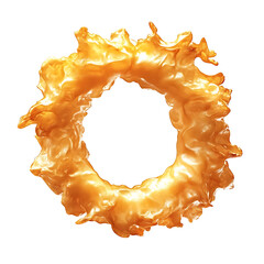 Fototapeta premium A golden crispy fried onion ring with a crunchy coating, tender onion interior, and a slight curl on the edges