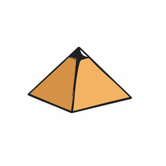Orange pyramid stands alone against plain background design element