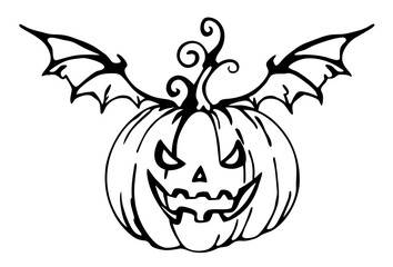 black and white svg vector, Halloween pumpkin icon