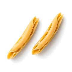 Two Pieces of Cavatelli Pasta on White Background