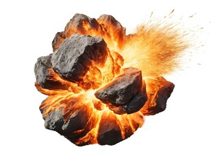 Exploding Rock, Fiery Debris, Volcanic Eruption