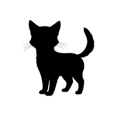 Cute anime cat silhouette vector flat illustration design.