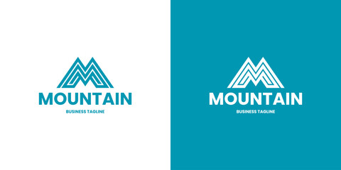 mountain m letter logo vector