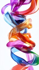 Fototapeta premium Colorful abstract ribbons: modern flowing design on white background