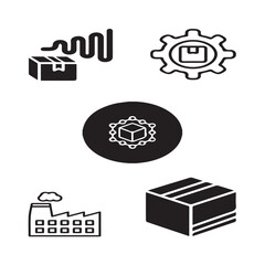 Set of 5 outline supply chain and with floral value, Chain silhouette editable vector isolated