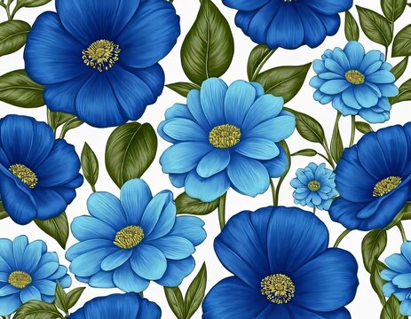 pintura de flores azules