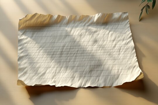 Blank Lined Index Card Isolated on White Background with Soft Ambient Lighting