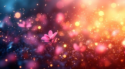 Christmas Winter Evening Background with Snow Lights and Cozy Nature Scene