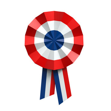 Cocarde tricolore Fran&ccedil;aise pour comm&eacute;morations ou fabrication en France - rendu 3D - fond transparent