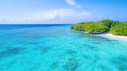 Fototapeta premium Crystal clear waters and lush greenery create serene coastal paradise