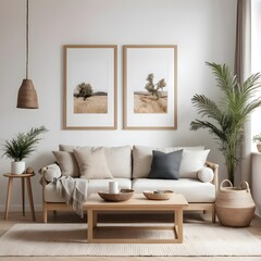 Minimalist Living Room Interior with Natural Decor