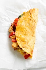 Quesadilla with roasted chicken breast, vegetables and cheese