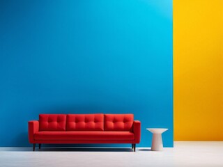 empty room with colorful sofa, 3d illustration
